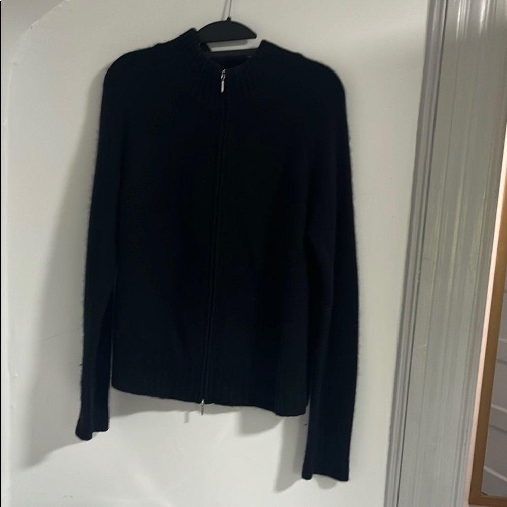Evelyn Grace Cashmere Black Zip-Up Sweater